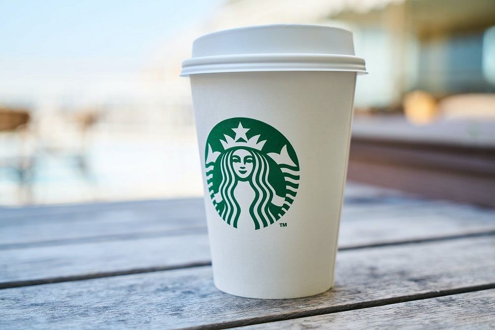 a cup of coffee with an example of a business brand