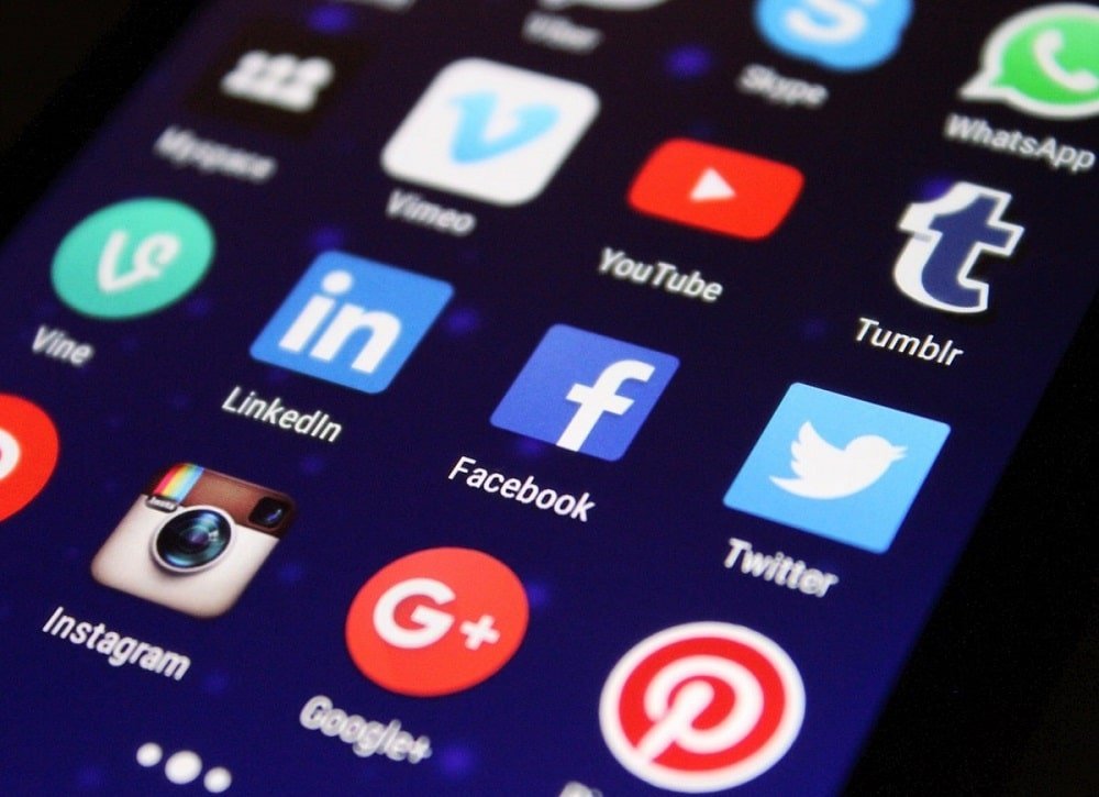 a closeup of different social media platforms